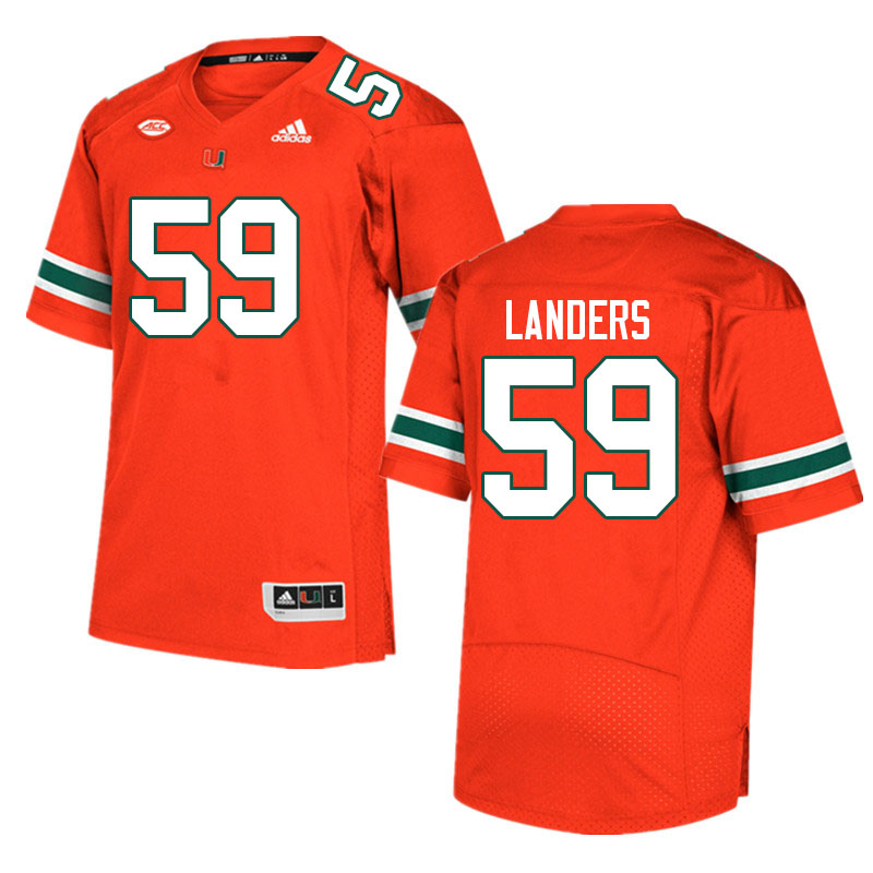 Men #59 Gabe Landers Miami Hurricanes College Football Jerseys Sale-Orange